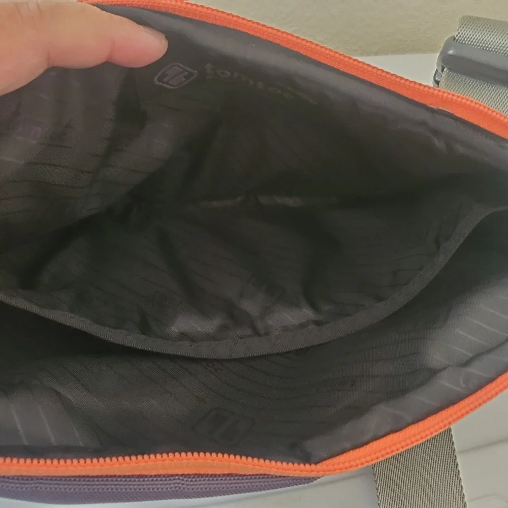 Tomtoc Cordura Sling Bag Grey Orange Accents EDC Crossbody Travel Pack Mens
